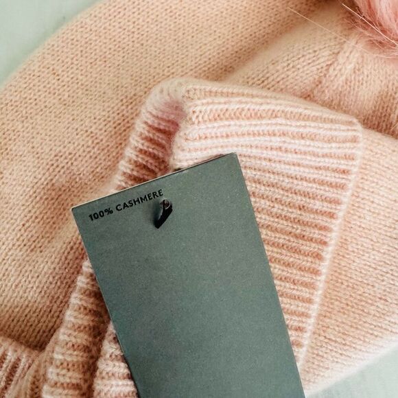 Nordstrom Faux Fur Cashmere Pompom Beanie, Pink, 100% Cashmere, NWT - Picture 9 of 9